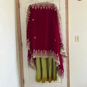 Wedding formal fancy traditional Pakistani Indian kathan silk long frock